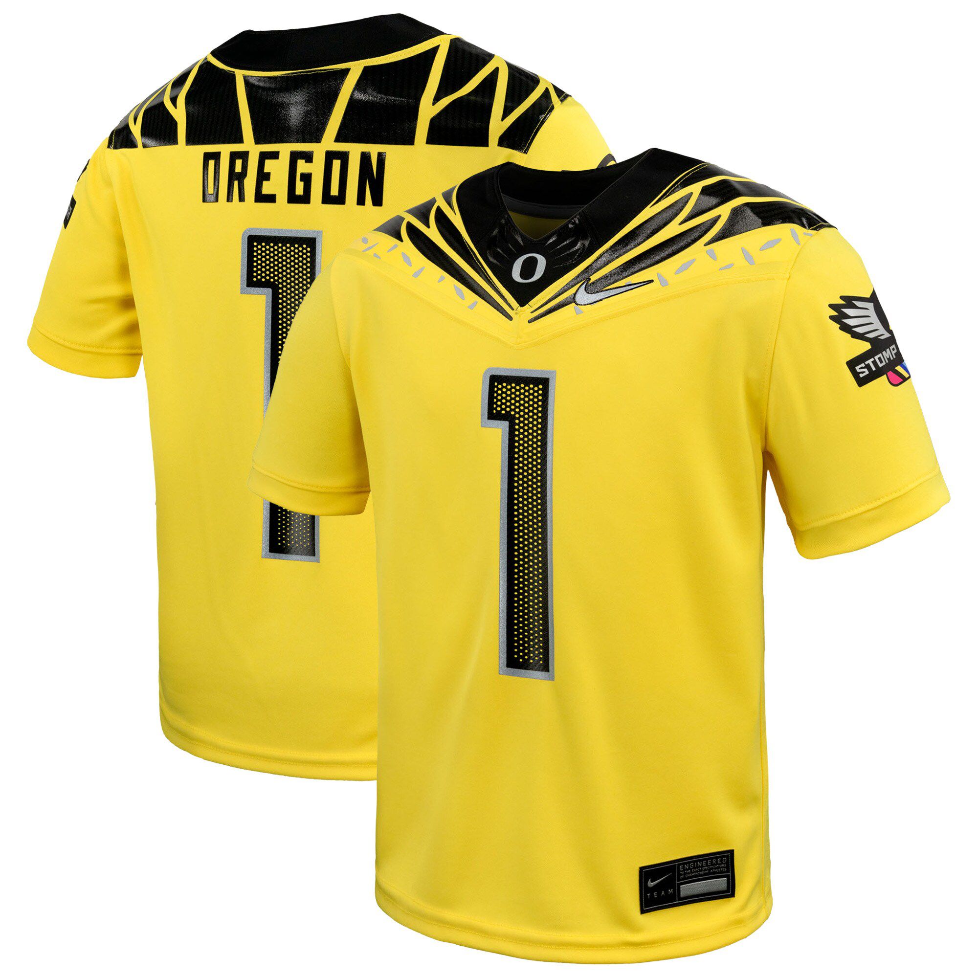 Men Oregon Ducks #1 Oregon Yellow Nike 2025 NCAA Jersey